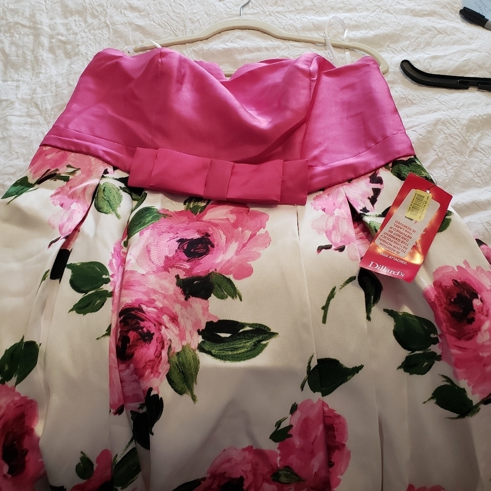 NEW FLORAL STRAPLESS DRESS SIZE:15 - Picture 8 of 12